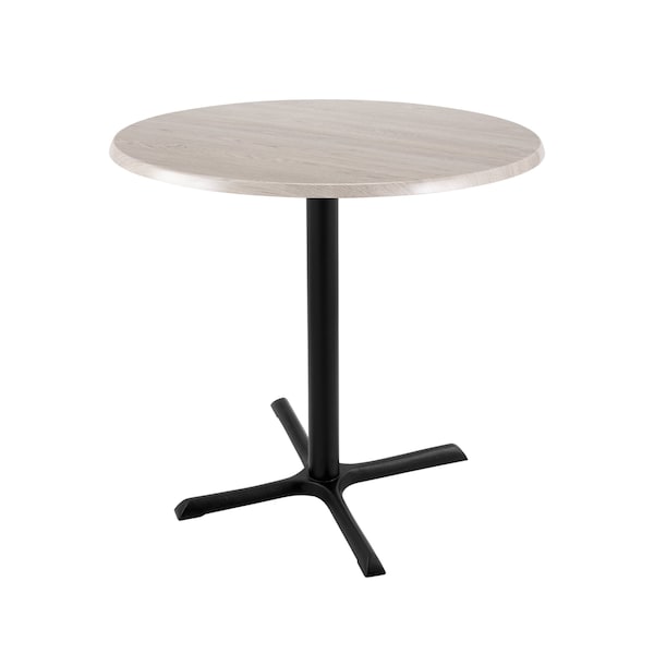 36" Tall OD211 Black Table Base 30" x 30" Foot 30" Diameter White Ash Top by the HollBar Stool Co.